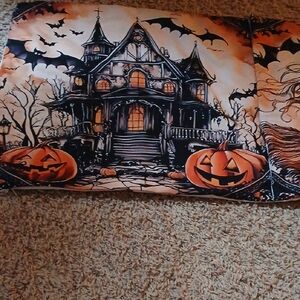 Spooky Halloween Pillowcase with Haunted House Design